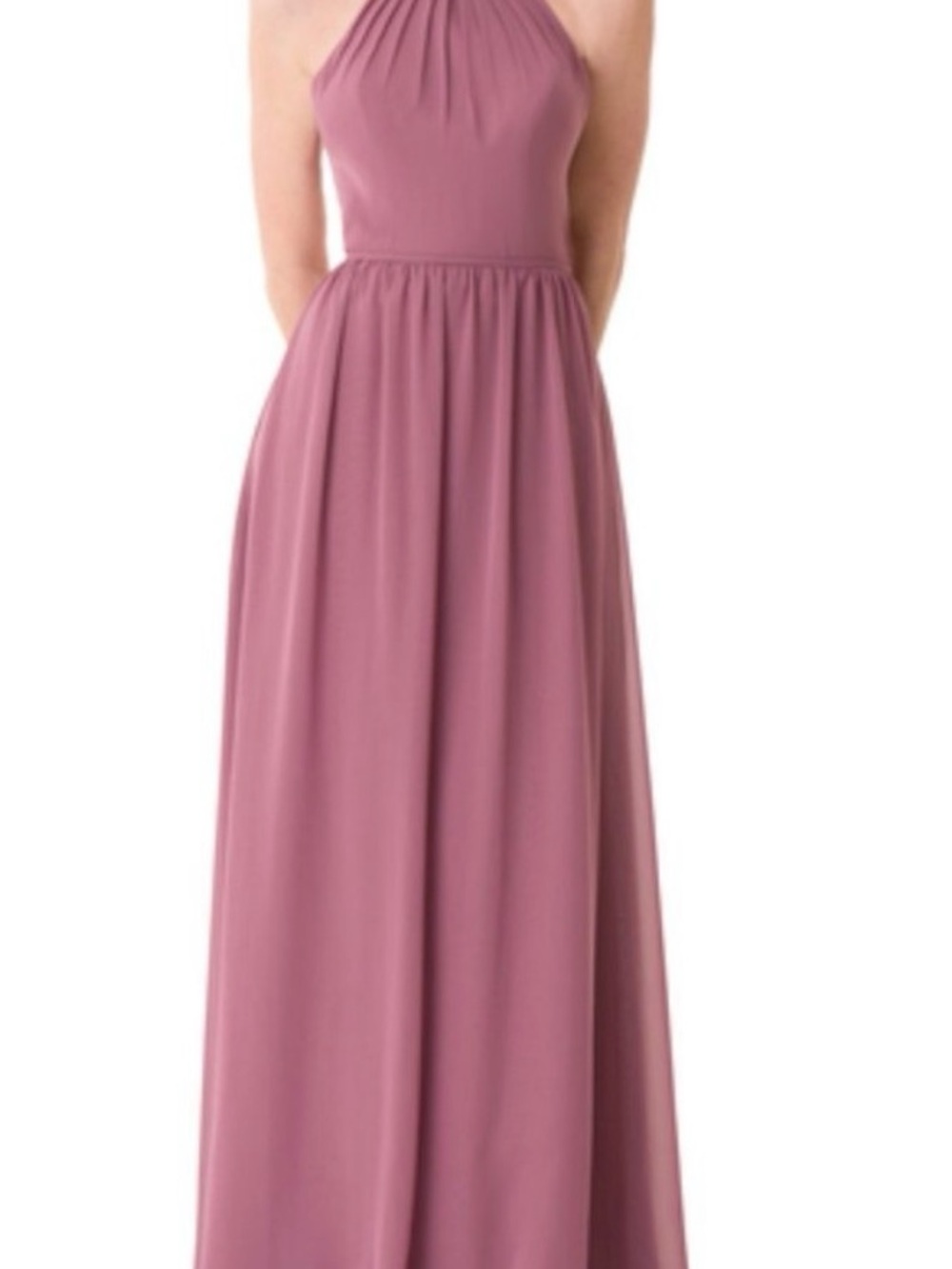 Bari Jay Mauve Halter Maxi Dress - Sleeveless Elegant Evening Gown Size 10